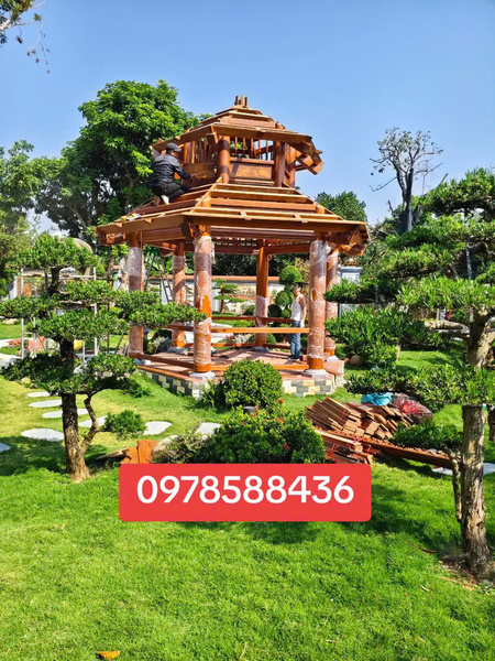 Nhà chòi lục giác - Nhà Gỗ Truyền Thống Trường Thu